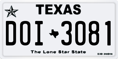 TX license plate DOI3081