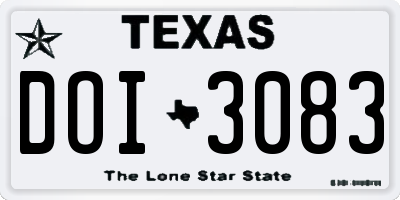 TX license plate DOI3083