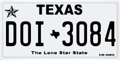 TX license plate DOI3084