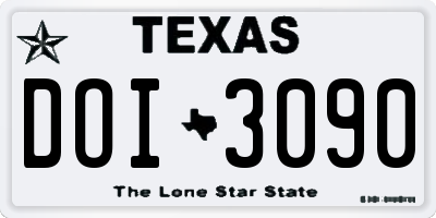 TX license plate DOI3090