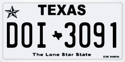 TX license plate DOI3091