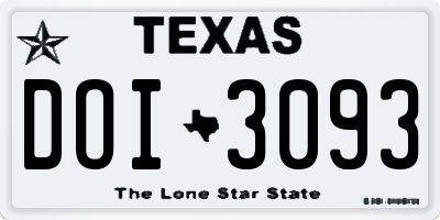TX license plate DOI3093