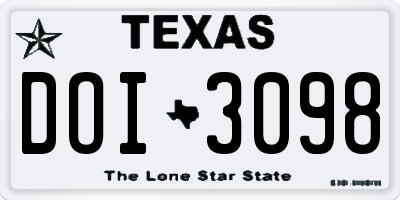 TX license plate DOI3098