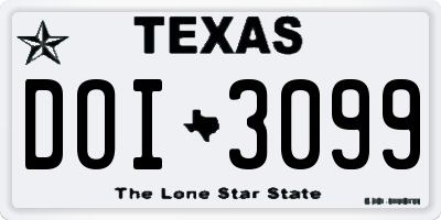TX license plate DOI3099
