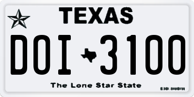 TX license plate DOI3100