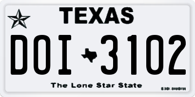 TX license plate DOI3102