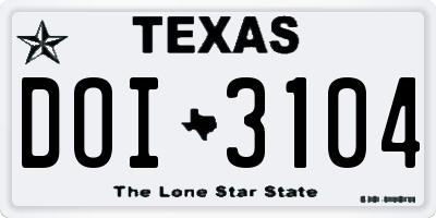 TX license plate DOI3104