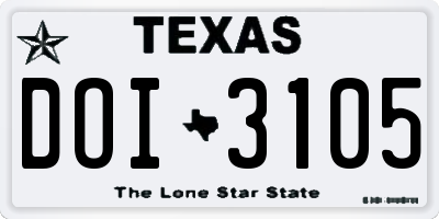 TX license plate DOI3105