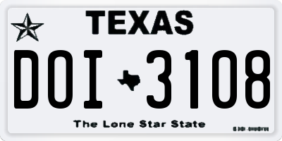 TX license plate DOI3108