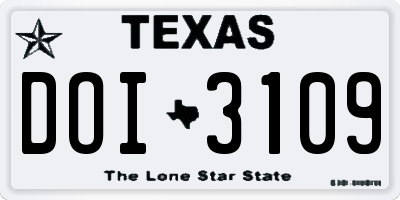 TX license plate DOI3109