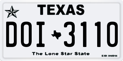 TX license plate DOI3110
