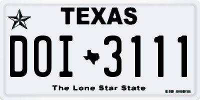 TX license plate DOI3111