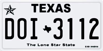 TX license plate DOI3112