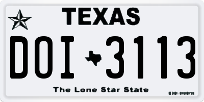 TX license plate DOI3113