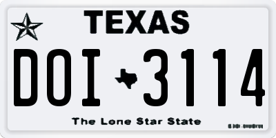 TX license plate DOI3114