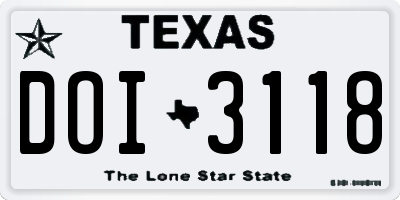 TX license plate DOI3118