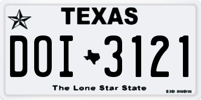 TX license plate DOI3121