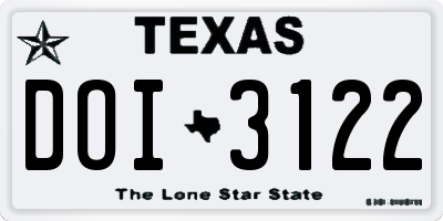 TX license plate DOI3122