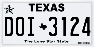 TX license plate DOI3124