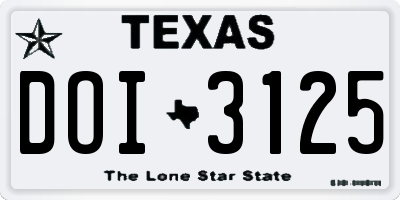 TX license plate DOI3125