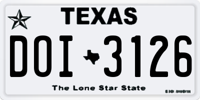 TX license plate DOI3126