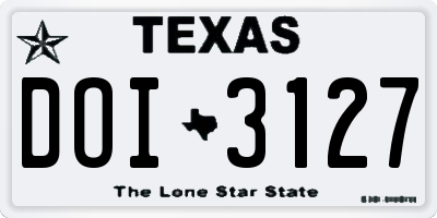 TX license plate DOI3127