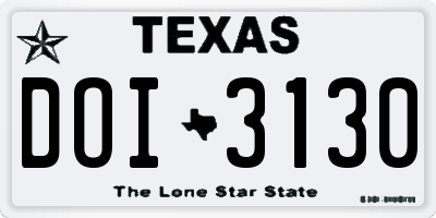 TX license plate DOI3130