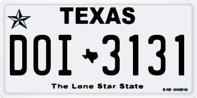 TX license plate DOI3131