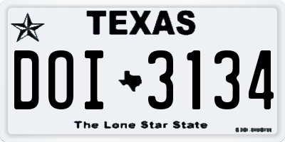 TX license plate DOI3134