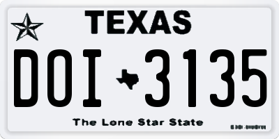 TX license plate DOI3135