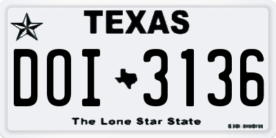 TX license plate DOI3136