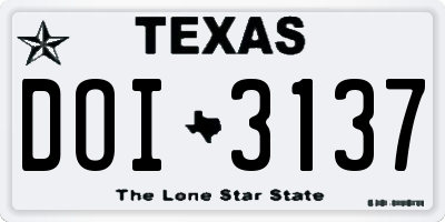 TX license plate DOI3137