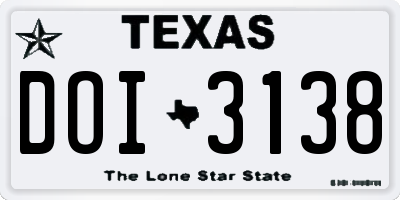 TX license plate DOI3138
