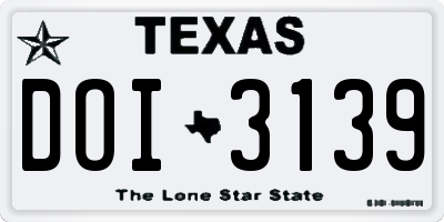 TX license plate DOI3139