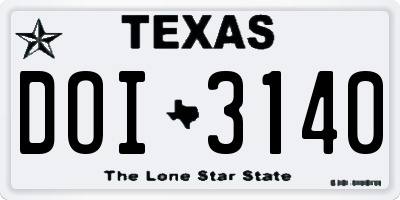 TX license plate DOI3140