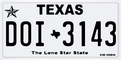 TX license plate DOI3143