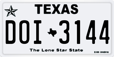 TX license plate DOI3144