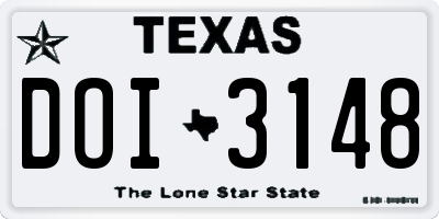 TX license plate DOI3148