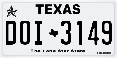 TX license plate DOI3149