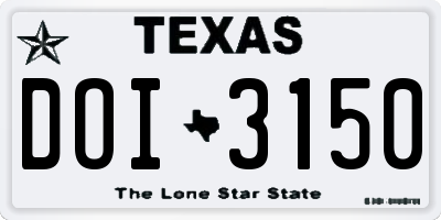 TX license plate DOI3150
