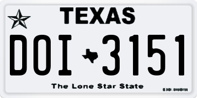 TX license plate DOI3151