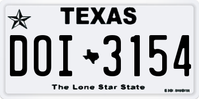 TX license plate DOI3154