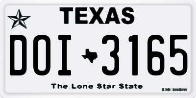 TX license plate DOI3165