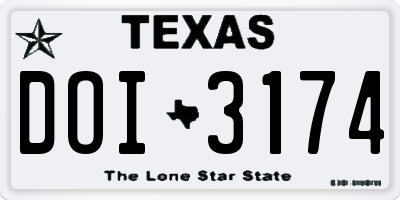 TX license plate DOI3174