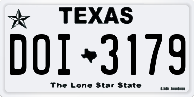 TX license plate DOI3179
