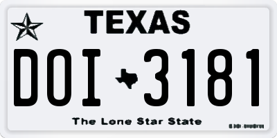 TX license plate DOI3181