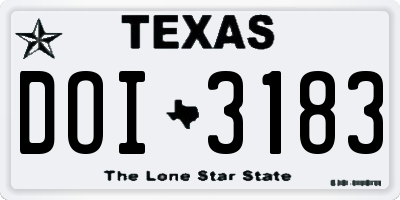 TX license plate DOI3183