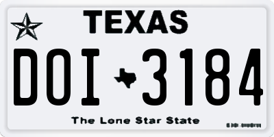 TX license plate DOI3184
