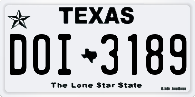 TX license plate DOI3189