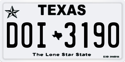 TX license plate DOI3190